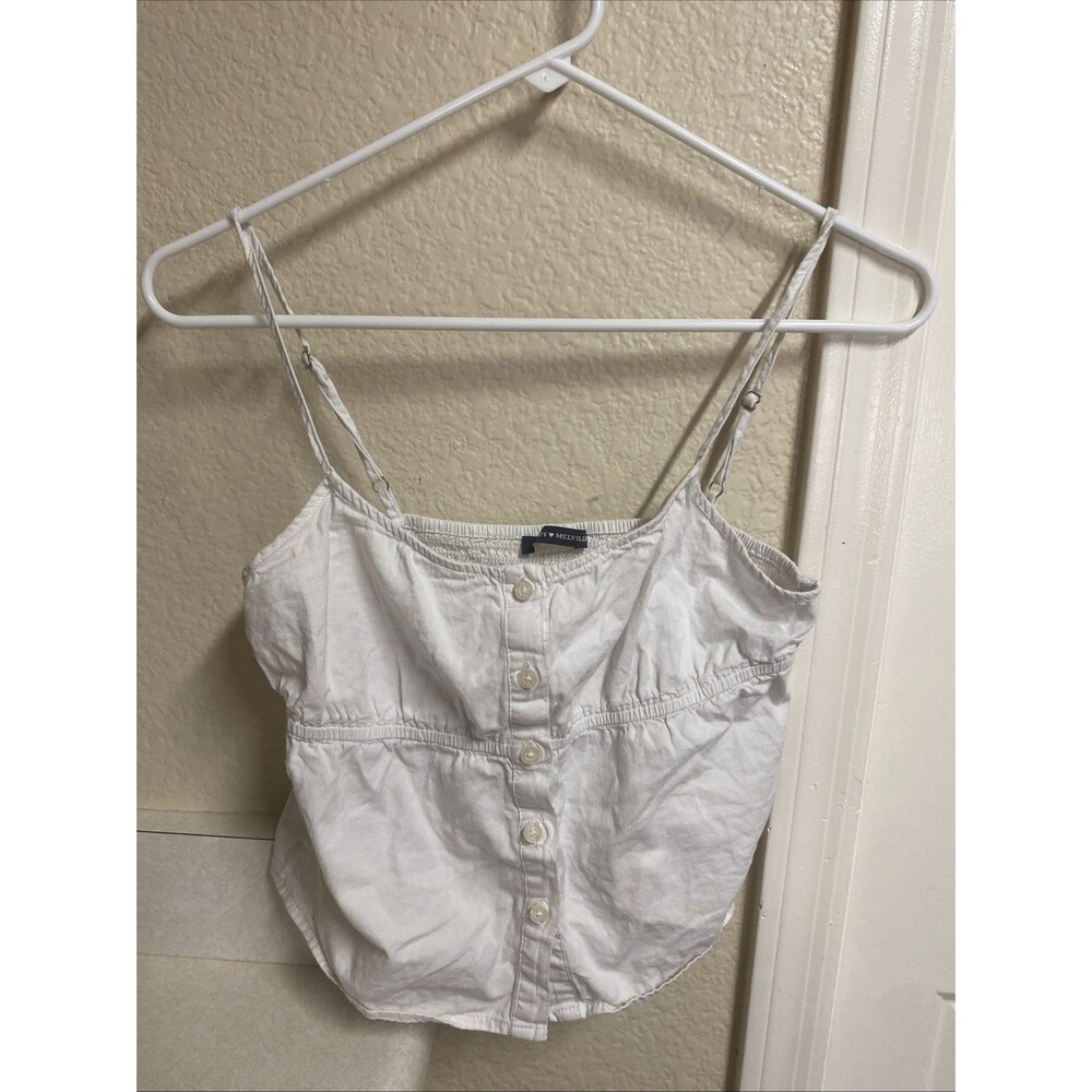 Brandy Melville Cropped Button Front Sleeveless Tank Top White